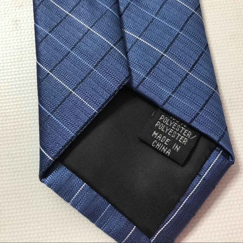Calvin Klein Zipper up Adjustable Pre-tied Necktie Polyester Blue